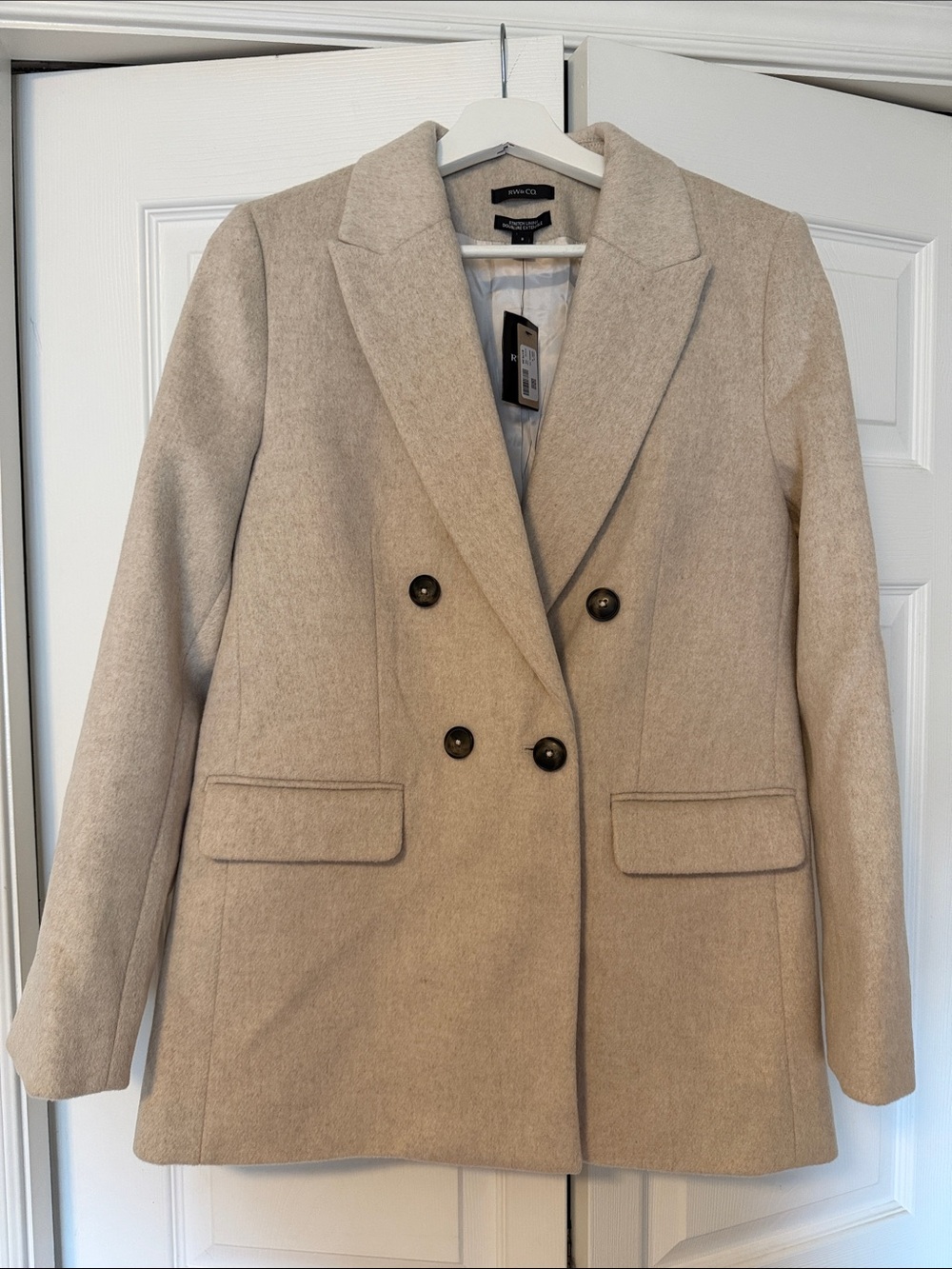 RW&CO. Double-Breasted Blazer Jacket in Beige